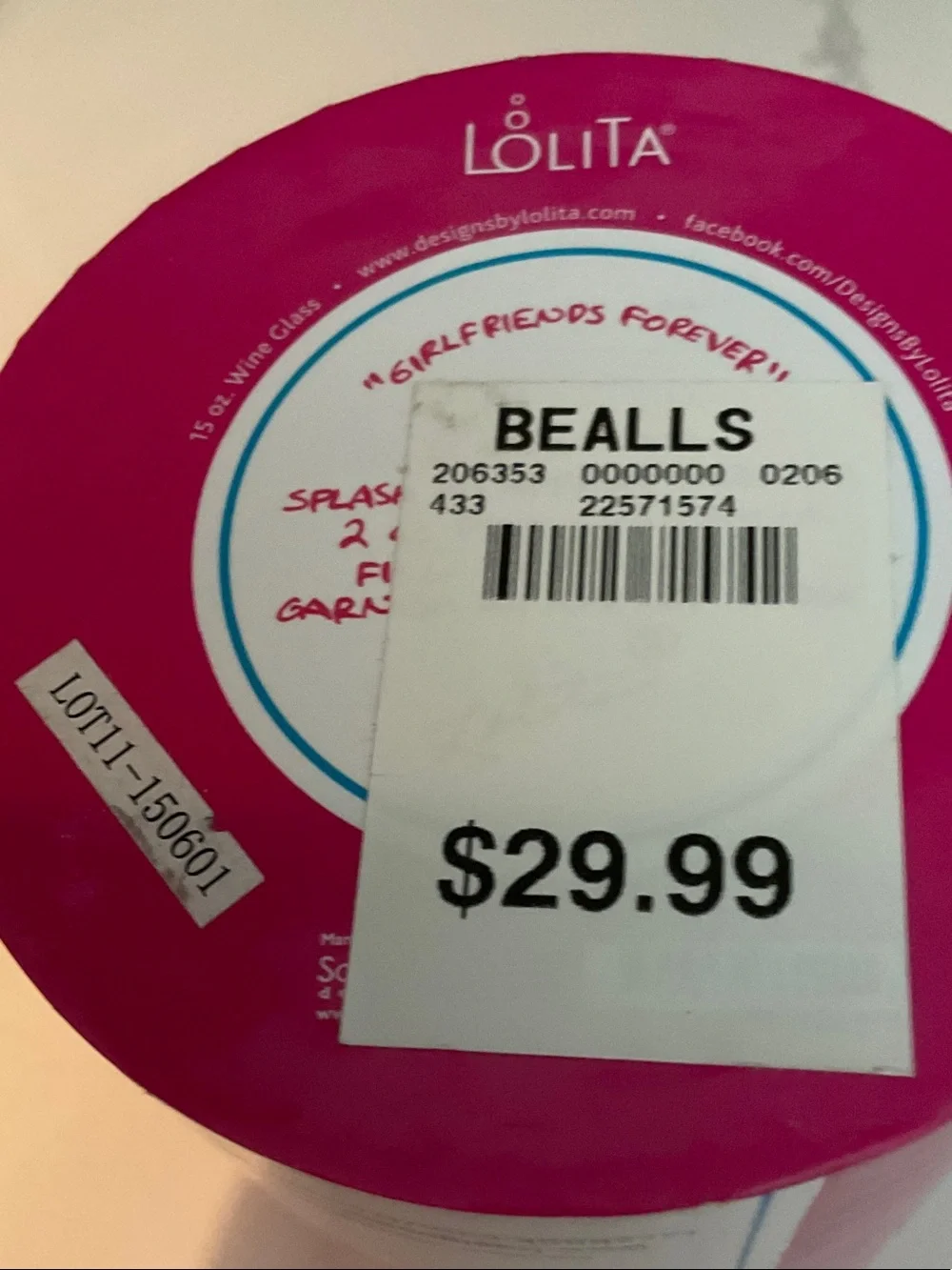 Lolita Pink and Turquoise 'Girlfriends Forever' Decorative Wine Glass